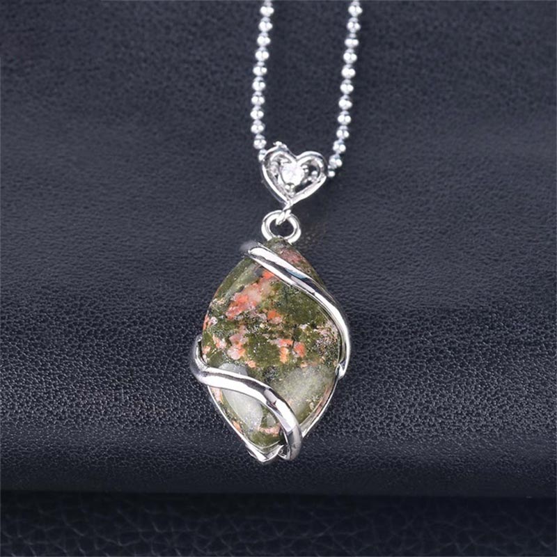 Nimara Ritual Marquise Pattern Natural Crystal Stone Charm Necklace Pendant
