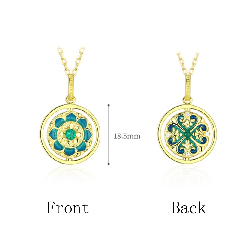 Nimara Ritual 925 Sterling Silver Lotus Flower Floral Zircon Enlightenment Rotatable Necklace Pendant
