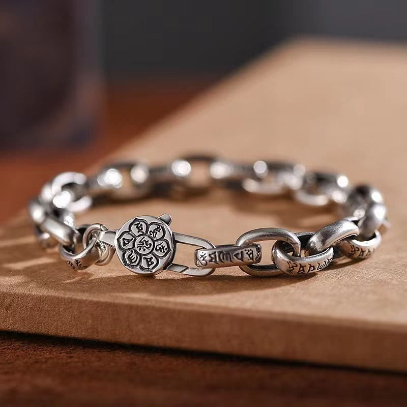 Nimara Ritual Om Mani Padme Hum Double Dorje Copper Engraved Wisdom Bracelet