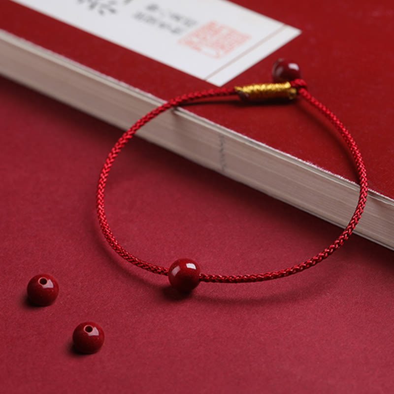 Nimara Ritual Natural Cinnabar Red Agate Blessing Red String Bracelet