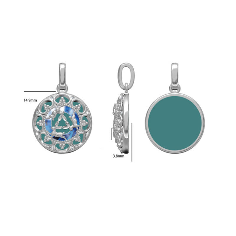 Nimara Ritual 925 Sterling Silver Round Turquoise Three Rabbits Balance Necklace Pendant