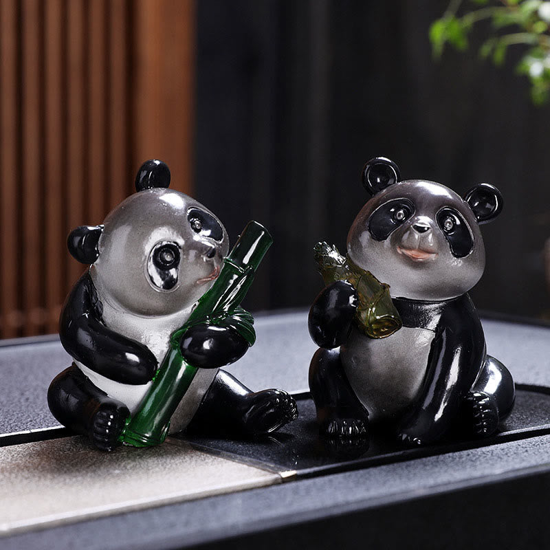 Nimara Ritual Color Changing Small Cute Panda Bamboo Tea Pet Resin Home Figurine Decoration