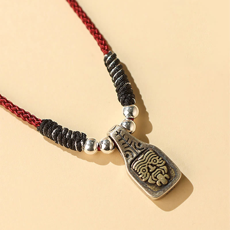 Nimara Ritual Tibetan 925 Sterling Silver Zakiram Goddess of Wealth Protection Rope Necklace Pendant