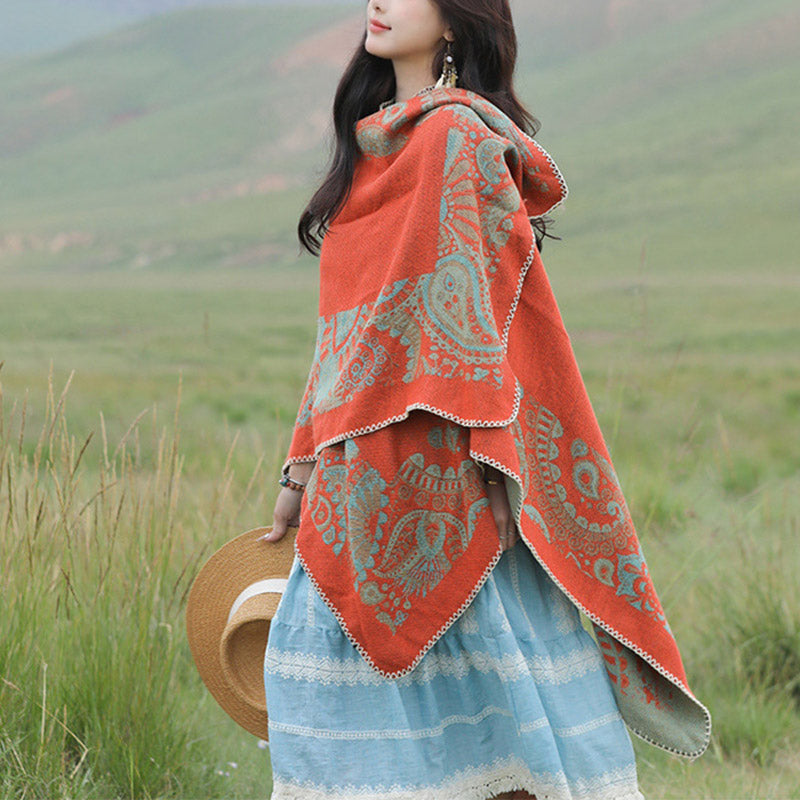 Nimara Ritual Tibetan Shawl Simple Pattern Winter Cozy Travel Scarf Wrap