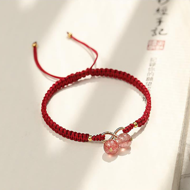 Nimara Ritual Natural Strawberry Quartz Amethyst Green Phantom Bead Positive Bracelet