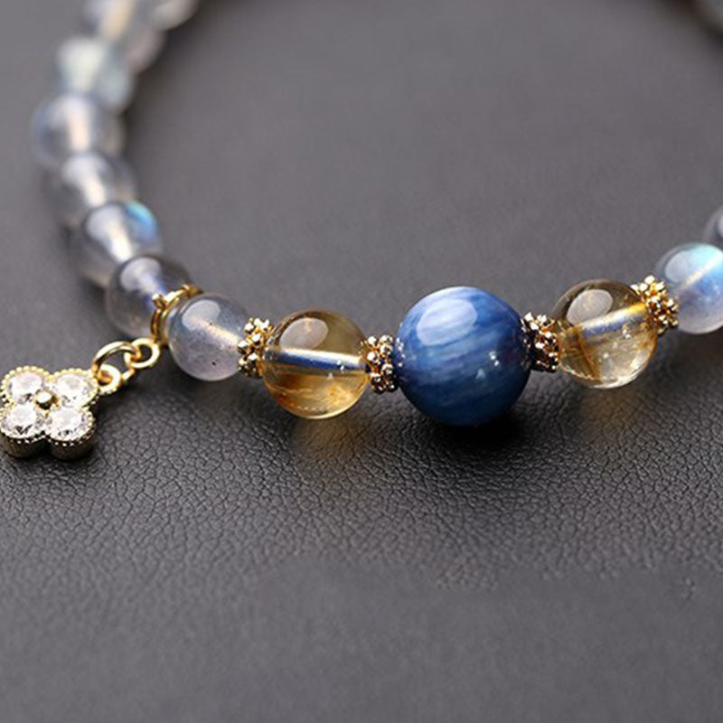 Nimara Ritual Natural Moonstone Flower Chram Healing Beads Bracelet