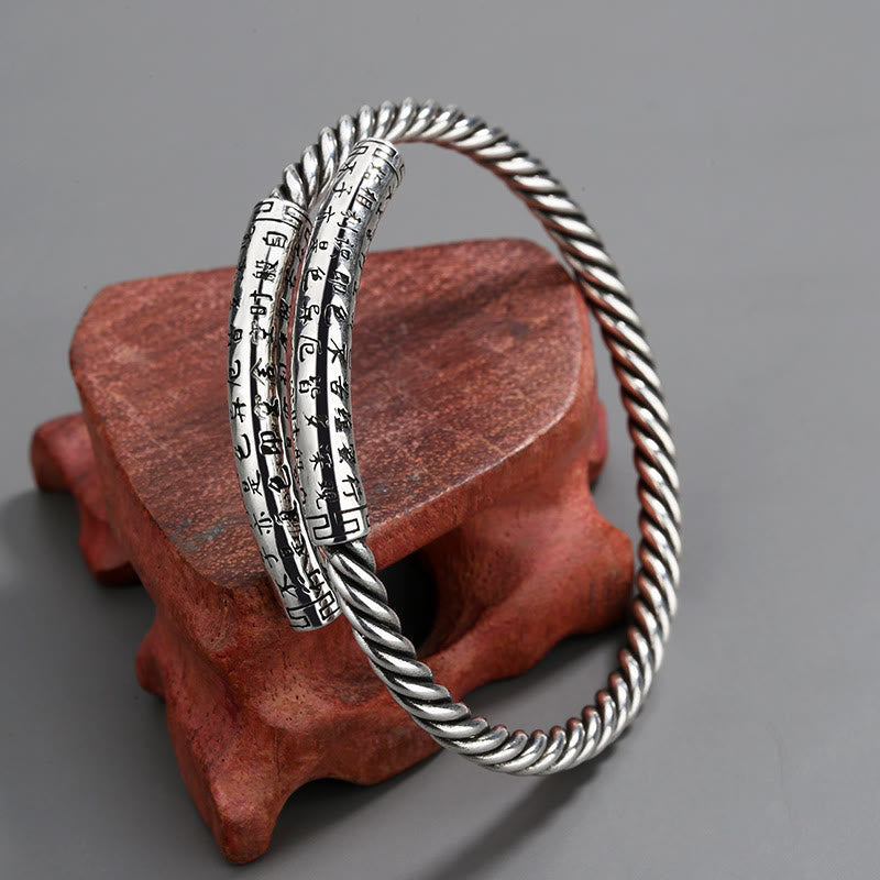 Nimara Ritual Retro Heart Sutra Twisted Design Pattern Balance Bracelet Bangle