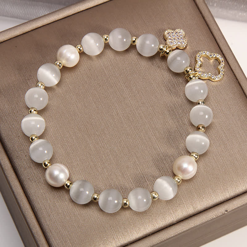 Nimara Ritual Cat's Eye Lovely Cat Pattern Pearl Love Charm Bracelet