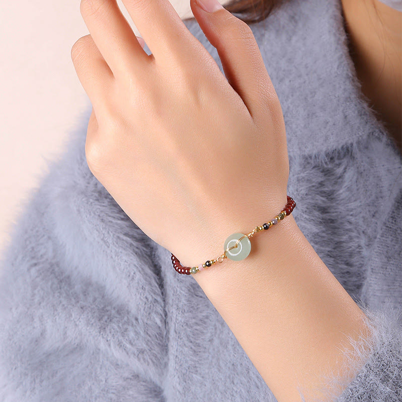 Nimara Ritual Natural Garnet Peace Buckle Bead Calm Bracelet