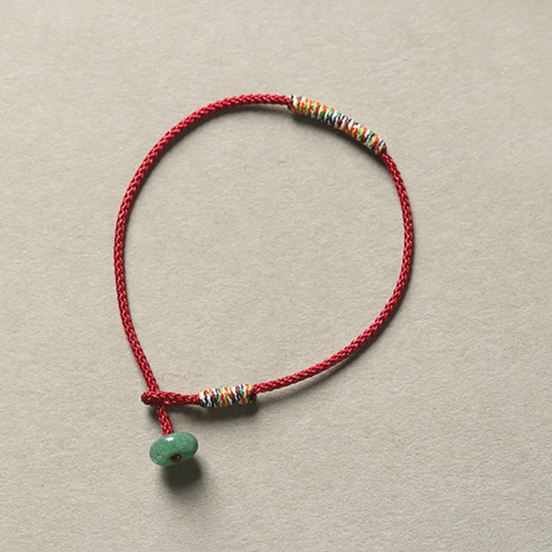 Nimara Ritual Tibetan Handmade Green Aventurine Luck Protection Braided Rope Bracelet