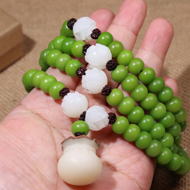 Nimara Ritual Natural Bodhi Seed 108 Beads Mala Wisdom Bracelet