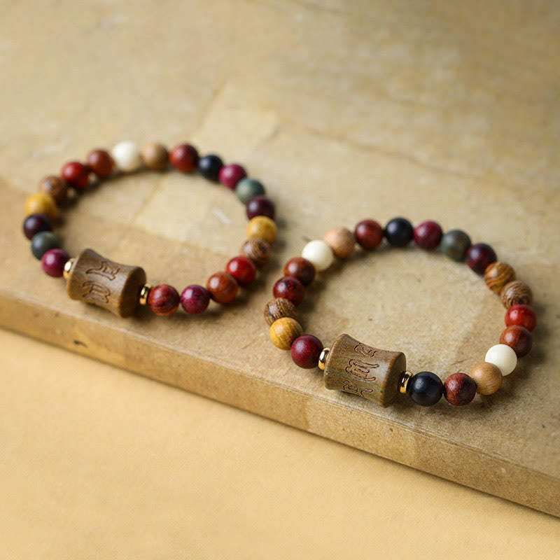 Nimara Ritual Tibet Multicolored Sandalwood Om Mani Padme Hum Protection Bracelet
