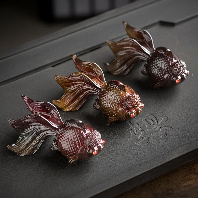 Nimara Ritual Color Changing Koi Fish Resin Tea Pet Wealth Home Figurine Decoration