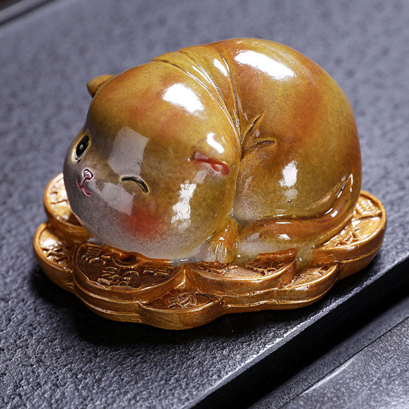 Nimara Ritual Color Changing Cute Mini Cat Resin Tea Pet Wealth Home Figurine Decoration