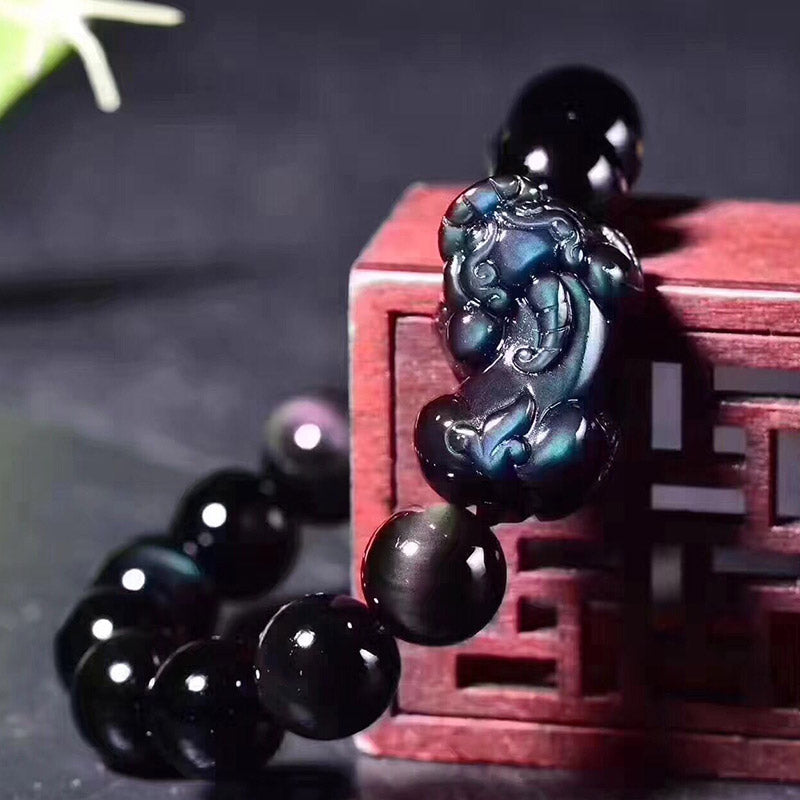Nimara Ritual FengShui PiXiu Rainbow Obsidian Luck Bracelet