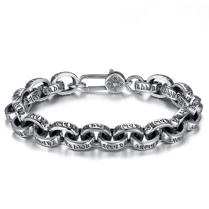 Nimara Ritual 925 Sterling Silver Om Mani Padme Hum Engraved Peace Bracelet Bangle