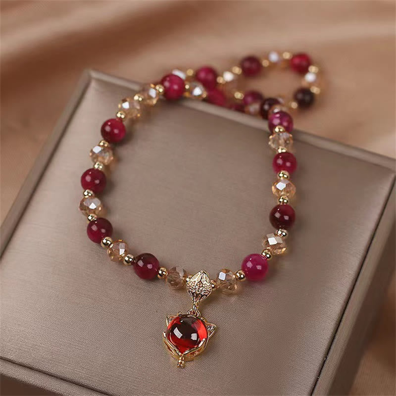 Nimara Ritual Red Tiger Eye Fox Protection Double Wrap Bracelet
