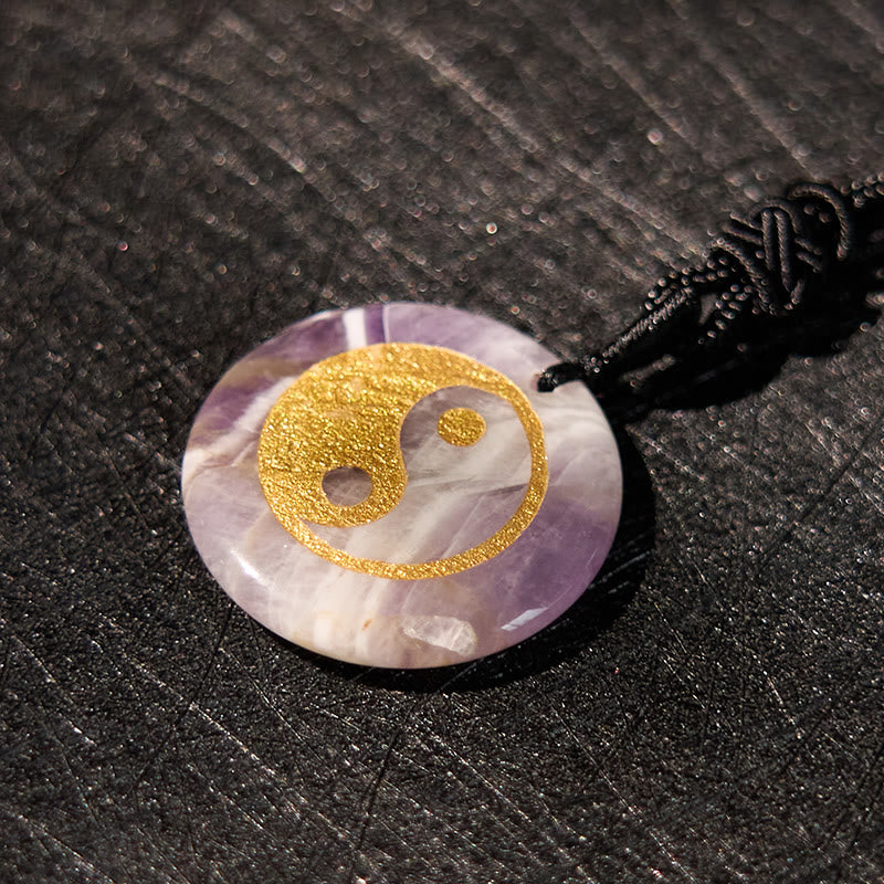 Nimara Ritual Various Crystal Amethyst Tiger Eye Green Aventurine Yin Yang Spiritual Necklace Pendant