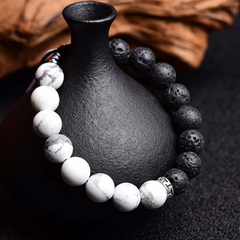 Nimara Ritual Yin Yang Lava Stone Protection Bracelet