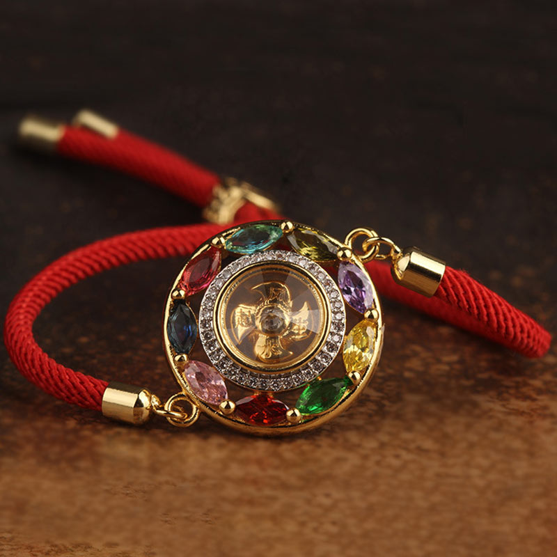 Nimara Ritual Colorful Zircon Copper Wealth Luck Rotation Bracelet Necklace Pendant
