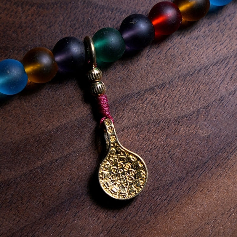 Nimara Ritual Tibetan 108 Mala Beads Multicolored Liuli Glass Bead Chinese Zodiac Nine Palaces Eight Diagrams Charm Bracelet