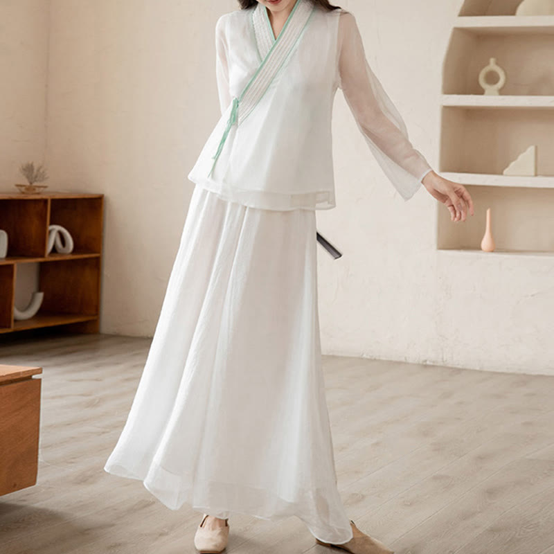 Nimara Ritual Retro Prayer Zen Spiritual Meditation Practice Chiffon Clothing Women's Set