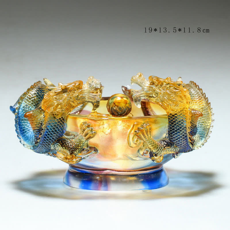 Nimara Ritual Feng Shui Chinese Zodiac Dragon Handmade Liuli Crystal Art Piece Protection Home Office Decoration