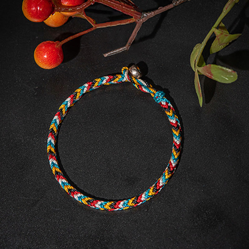 Nimara Ritual Tibet Handmade Five Color Thread Protection Braid String Bracelet