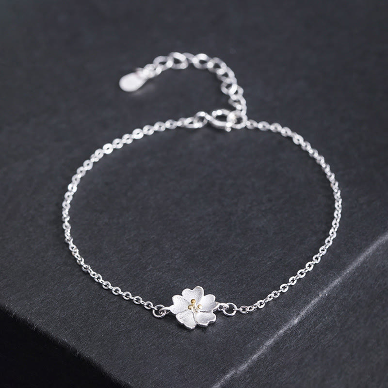 Nimara Ritual 925 Sterling Silver Cherry Blossom Blessing Chain Bracelet