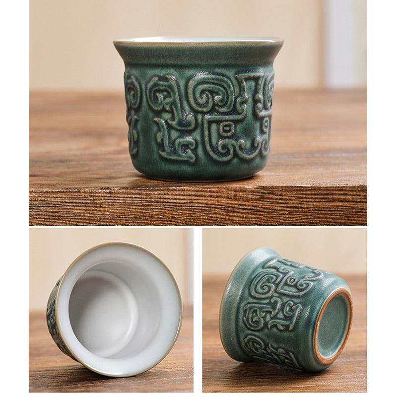 Nimara Ritual Sanxingdui Ceramic Teacup Kung Fu Tea Cup With Bag