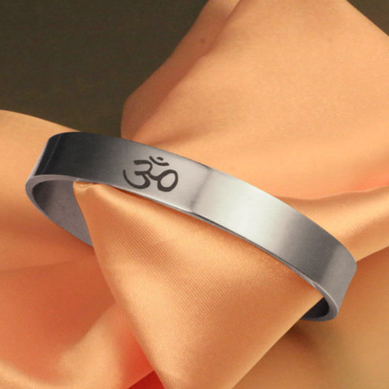 Nimara Ritual Tibetan OM Symbol Mindfulness Cuff Bracelet Bangle