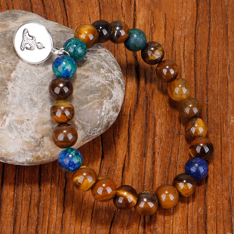 Nimara Ritual 108 Mala Beads Tiger Eye Buddha Strength Bracelet Tassel Necklace Pendant