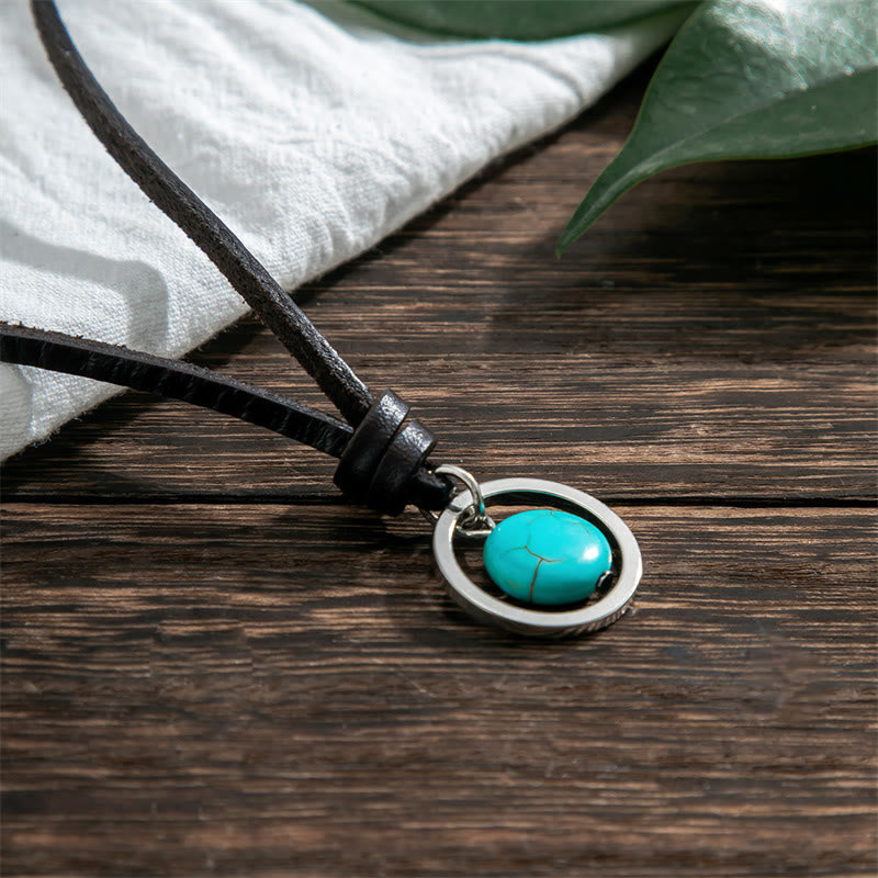 Nimara Ritual Round Turquoise Stone Protection Strength Necklace Pendant