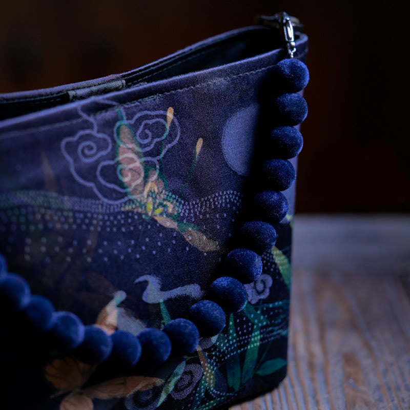 Nimara Ritual Small Bamboo Leaves Butterfly Peony Flowers Magpie Metal Chain Crossbody Bag Shoulder Bag Handbag
