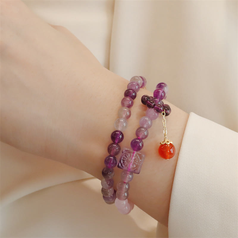 Nimara Ritual Natural Amethyst Citrine Positive Transformation Double Wrap Bracelet