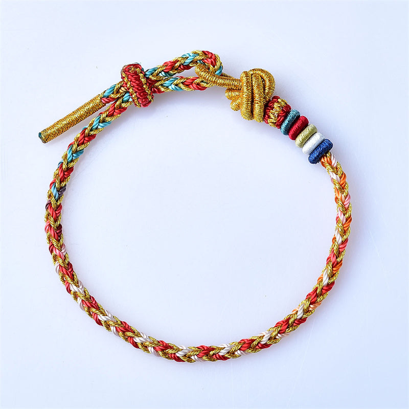 Nimara Ritual Handcrafted Colorful Gold Healing Braid Rope Bracelet