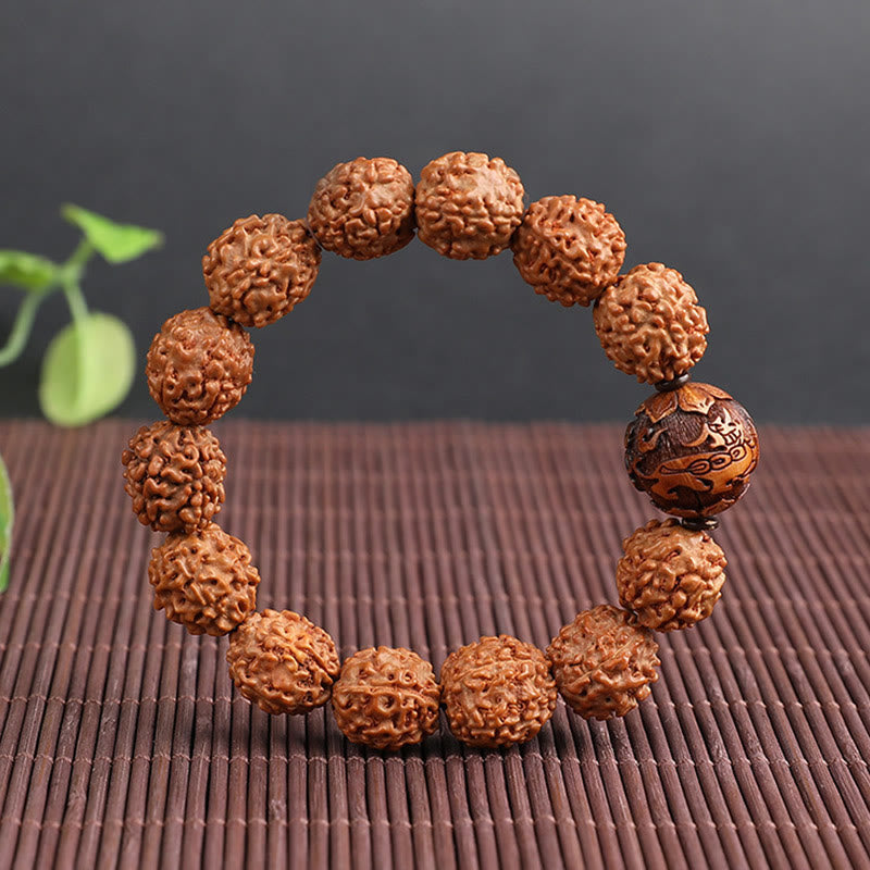Nimara Ritual Tibet Rudraksha Bodhi Seed PiXiu Copper Coin Wealth Luck Bracelet