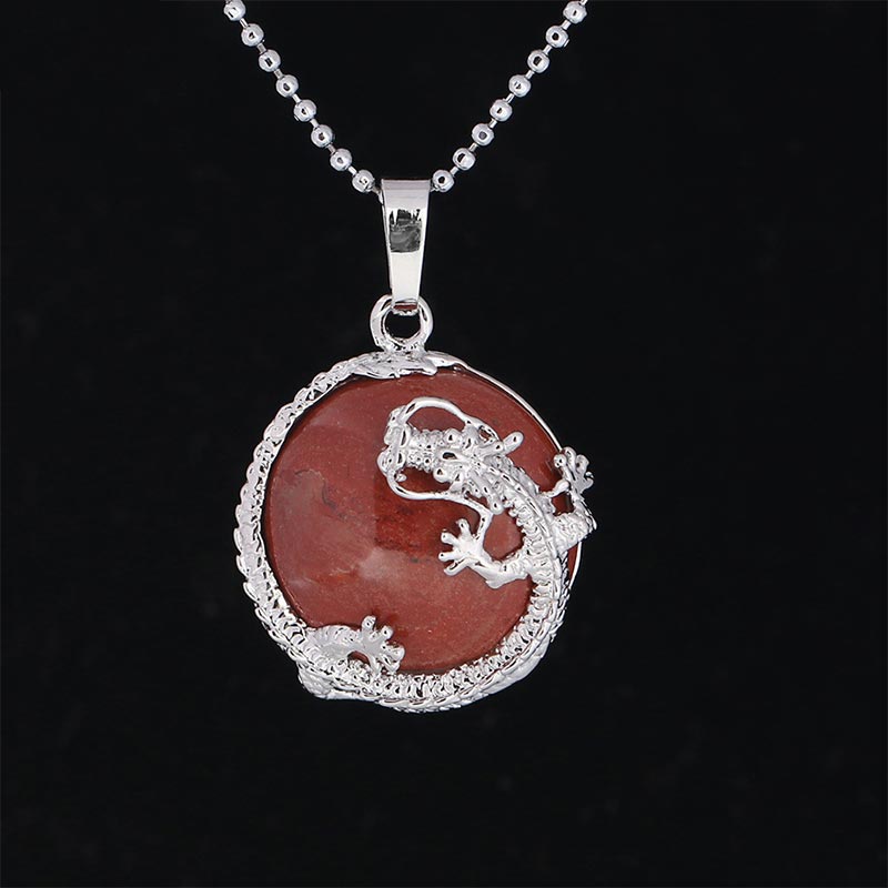 Nimara Ritual Chinese Dragon Natural Quartz Crystal Healing Energy Necklace Pendant