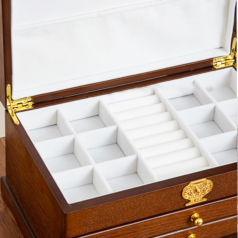 Nimara Ritual Retro Wooden Jewelry Box Three-Layer Jewelry Storage Box