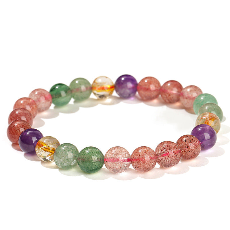 Nimara Ritual Natural Multicolored Strawberry Quartz Love Healing Beaded Bracelet