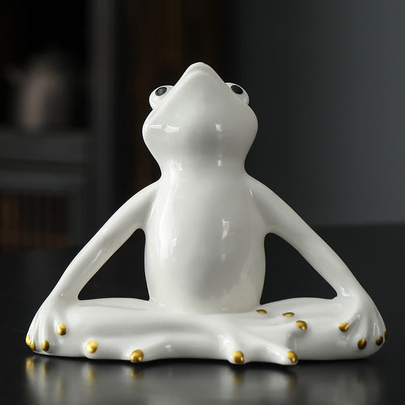 Nimara Ritual Meditating Ceramic Zen Frog Statue Decoration