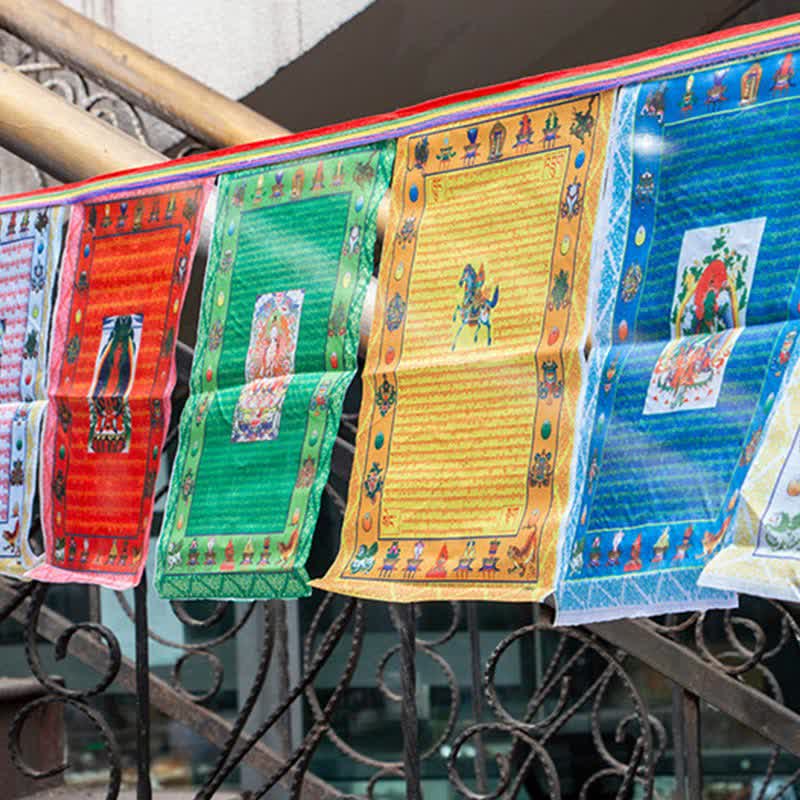 Nimara Ritual Tibetan 5 Colors Windhorse Buddha Tara Scriptures Healing Auspicious Outdoor Prayer Flag