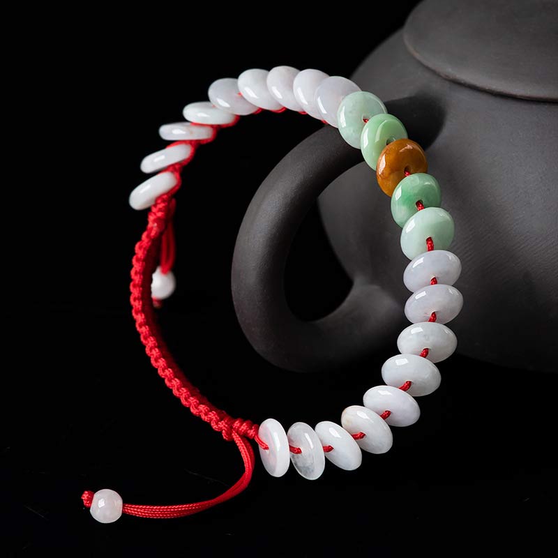 Nimara Ritual Round Jade Lucky Red String Weave Bracelet
