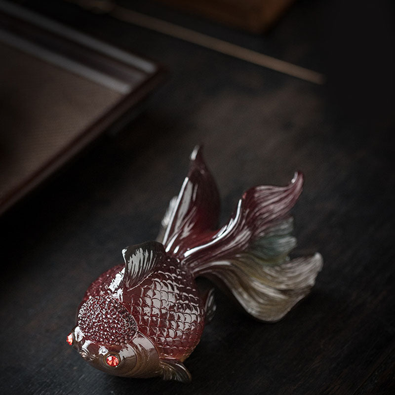 Nimara Ritual Color Changing Koi Fish Resin Tea Pet Wealth Home Figurine Decoration