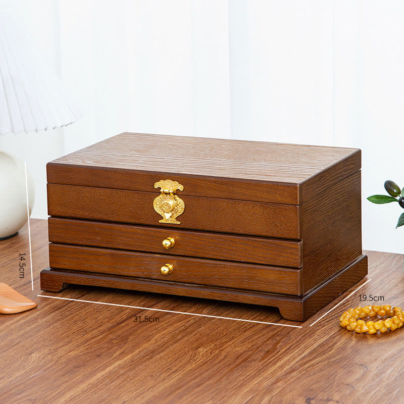 Nimara Ritual Retro Wooden Jewelry Box Three-Layer Jewelry Storage Box