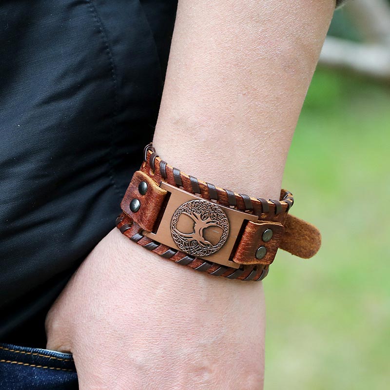 Nimara Ritual Lucky Tree Of Life Balance Leather Bracelet