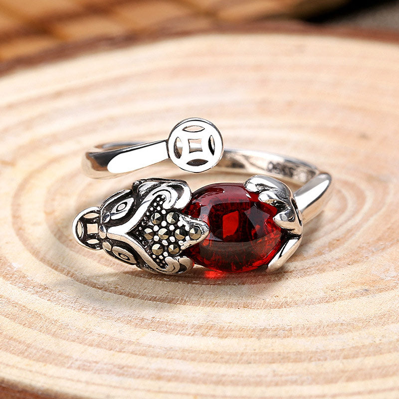 Nimara Ritual FengShui Genstone PiXiu Wealth Adjustable Ring
