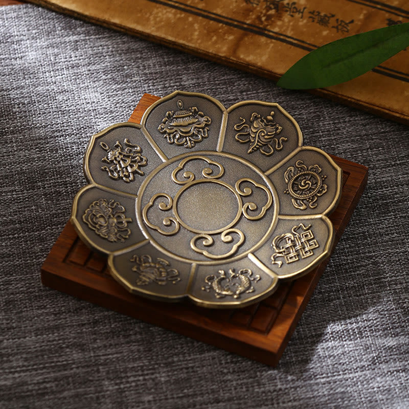 Nimara Ritual Lotus Dragon Phoenix Eight Auspicious Symbols Zinc Alloy Incense Stick Holder Healing Incense Burner Decoration