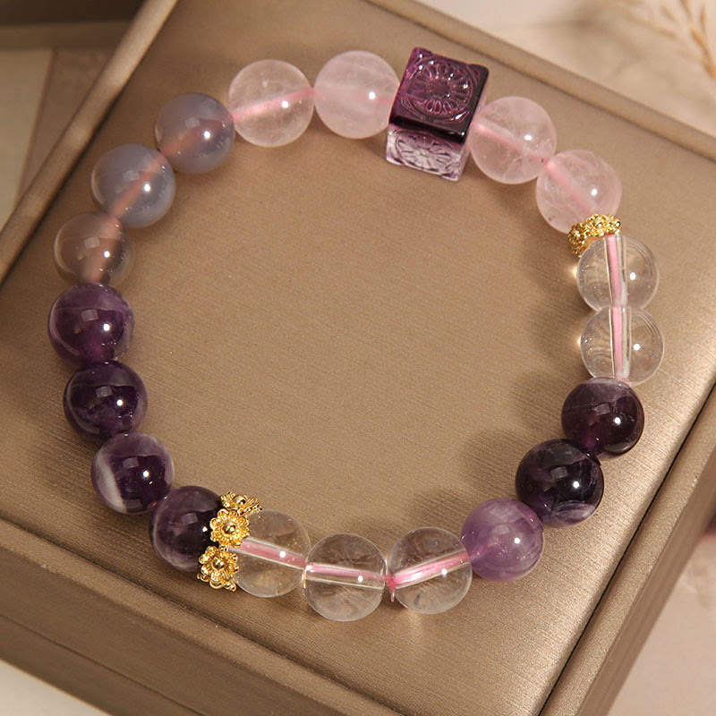 Nimara Ritual Natural Amethyst Pink Crystal Inner Peace And Healing Bracelet