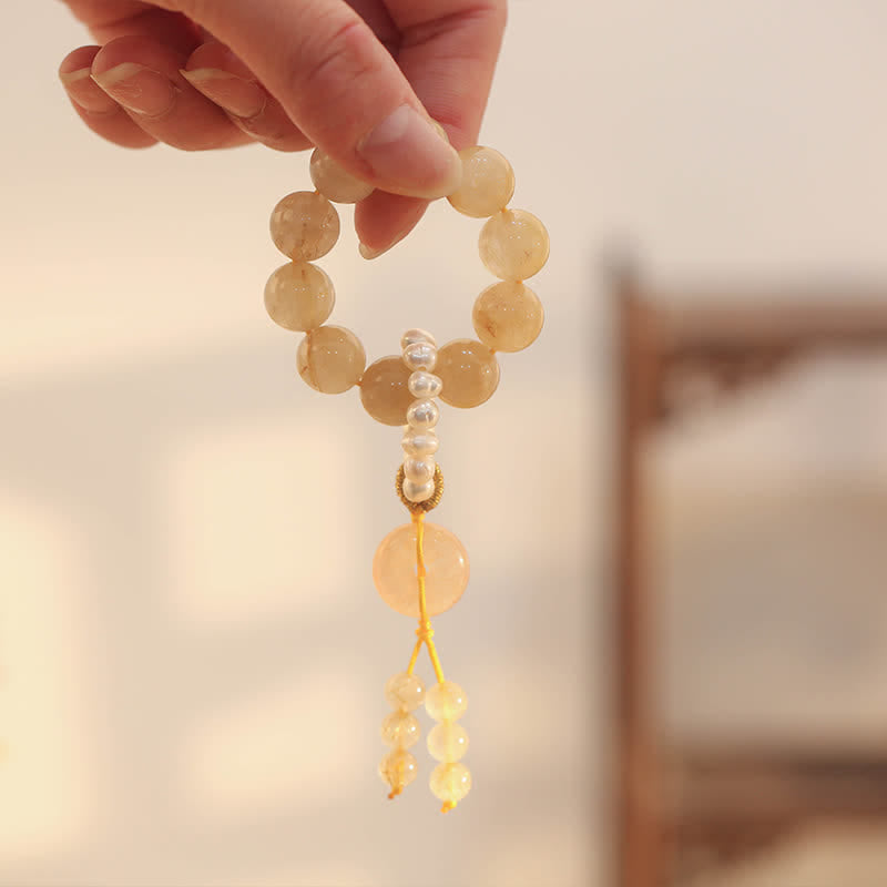 Nimara Ritual Citrine Peace Buckle Prosperity Happiness Wrist Mala
